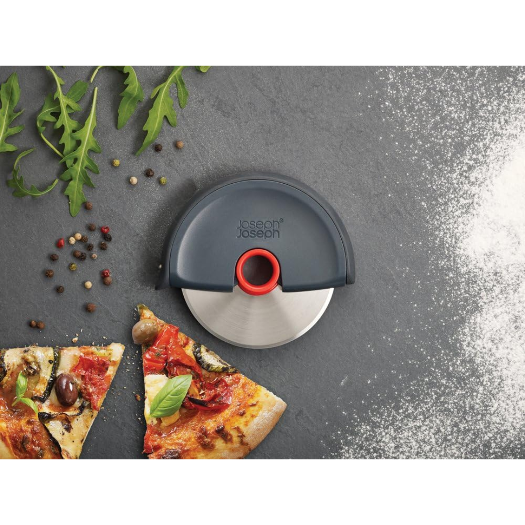 Joseph Joseph Disc Easy-clean Pizza Wheel - Grey/Red - Red Rhino