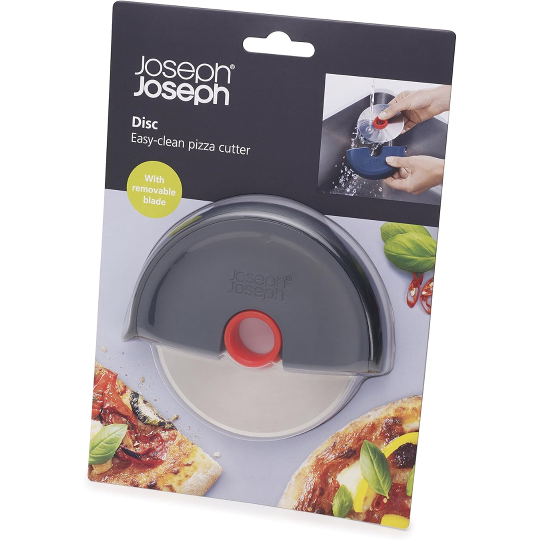 Joseph Joseph Disc Easy-clean Pizza Wheel - Grey/Red - Red Rhino