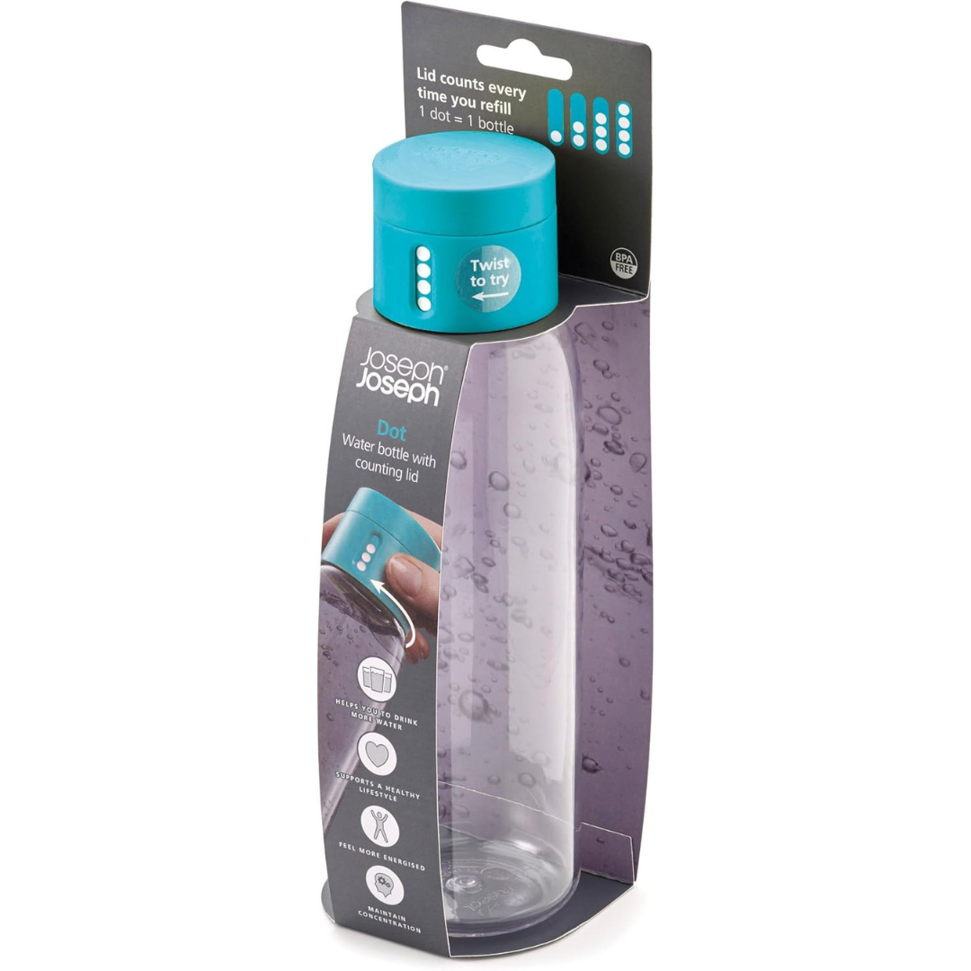 Joseph Joseph Dot Hydration Tracking Water Bottle 600ml - Turquoise