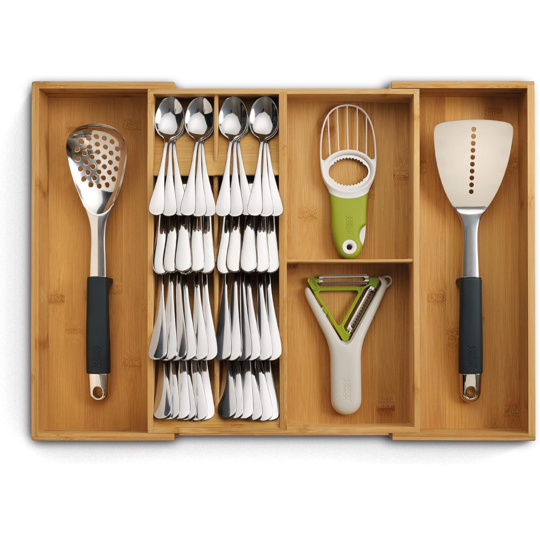 Joseph Joseph DrawerStore Bamboo Cutlery & Utensil Organiser - Red Rhino