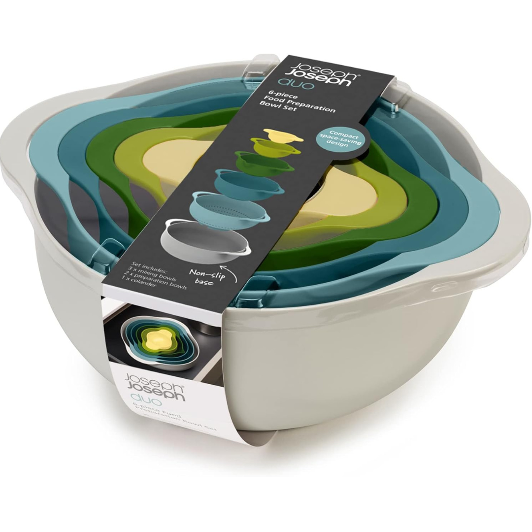 Joseph Joseph Duo 6 Piece Food Preparation Bowl Set - Red Rhino