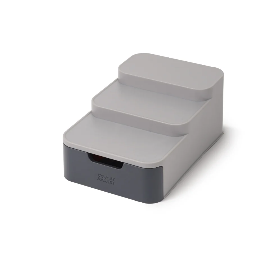 Joseph Joseph Duo Compact Tiered Cupboard Organiser - Grey - Red Rhino