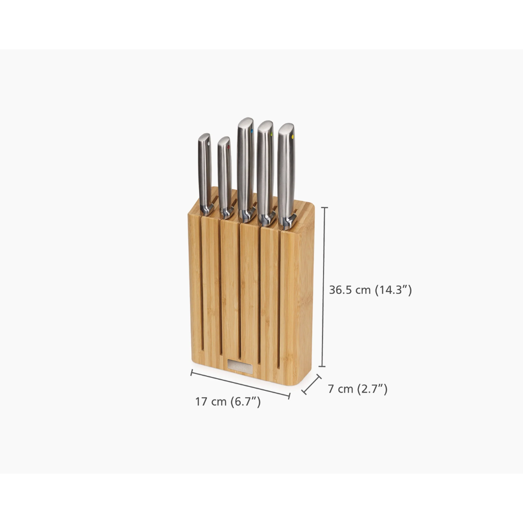 Joseph Joseph Elevate Steel Knives Bamboo 5pc Block - Red Rhino