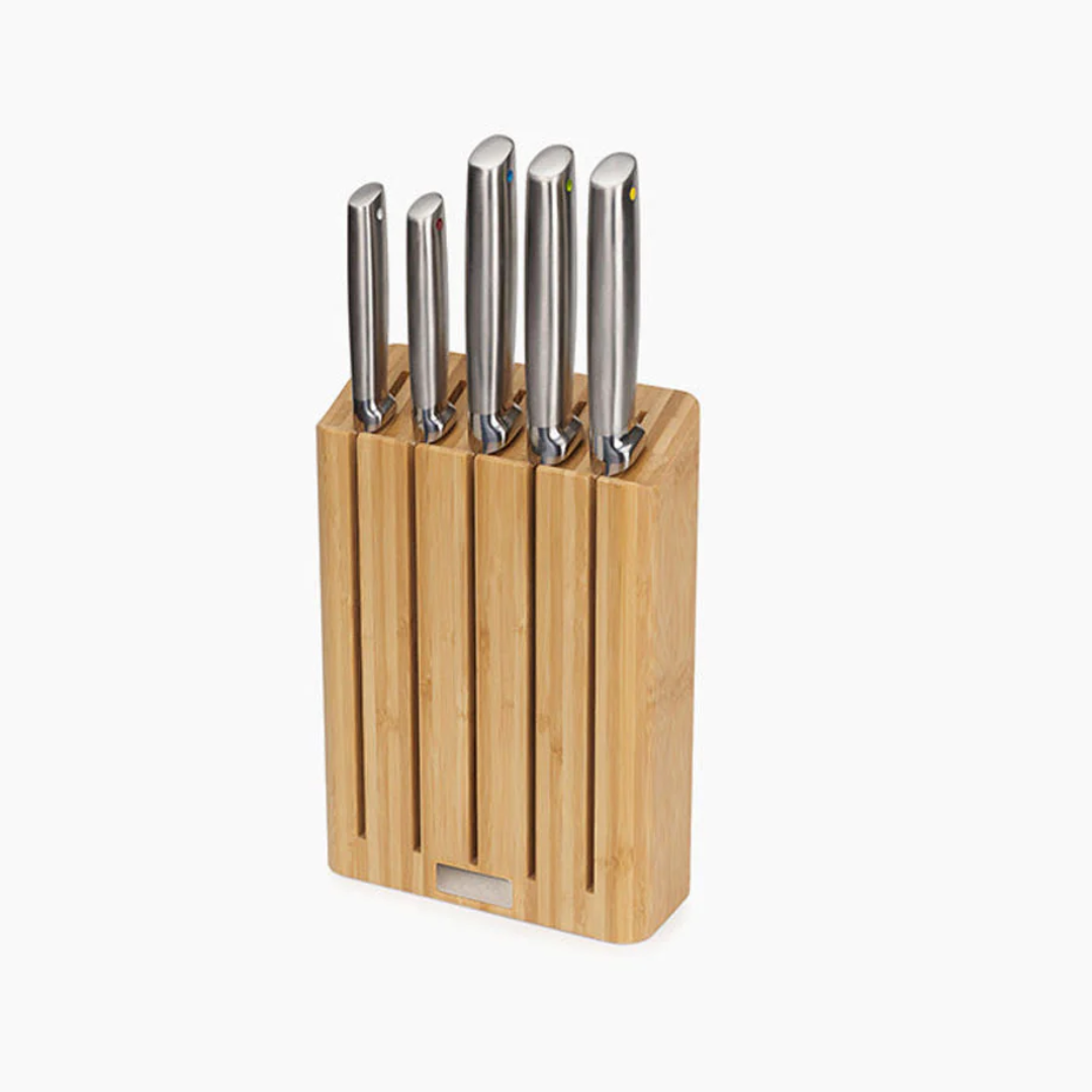 Joseph Joseph Elevate Steel Knives Bamboo 5pc Block - Red Rhino