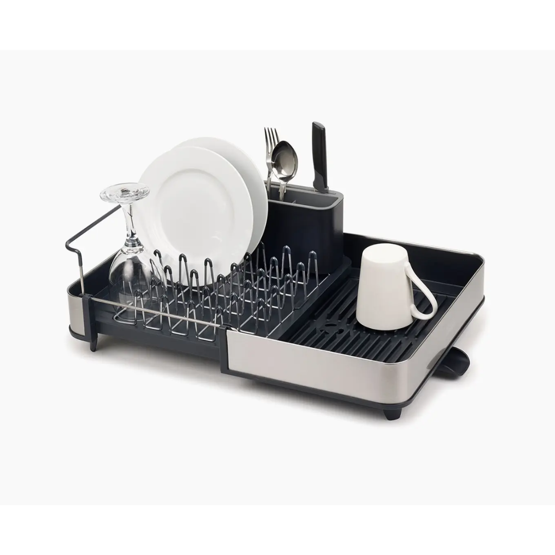 Joseph Joseph Extend Steel grey dish rack, front view