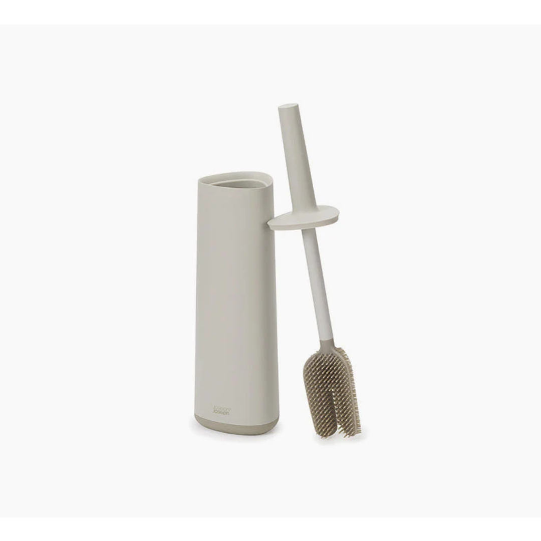 Joseph Joseph Flex 360 ecru toilet brush, front view