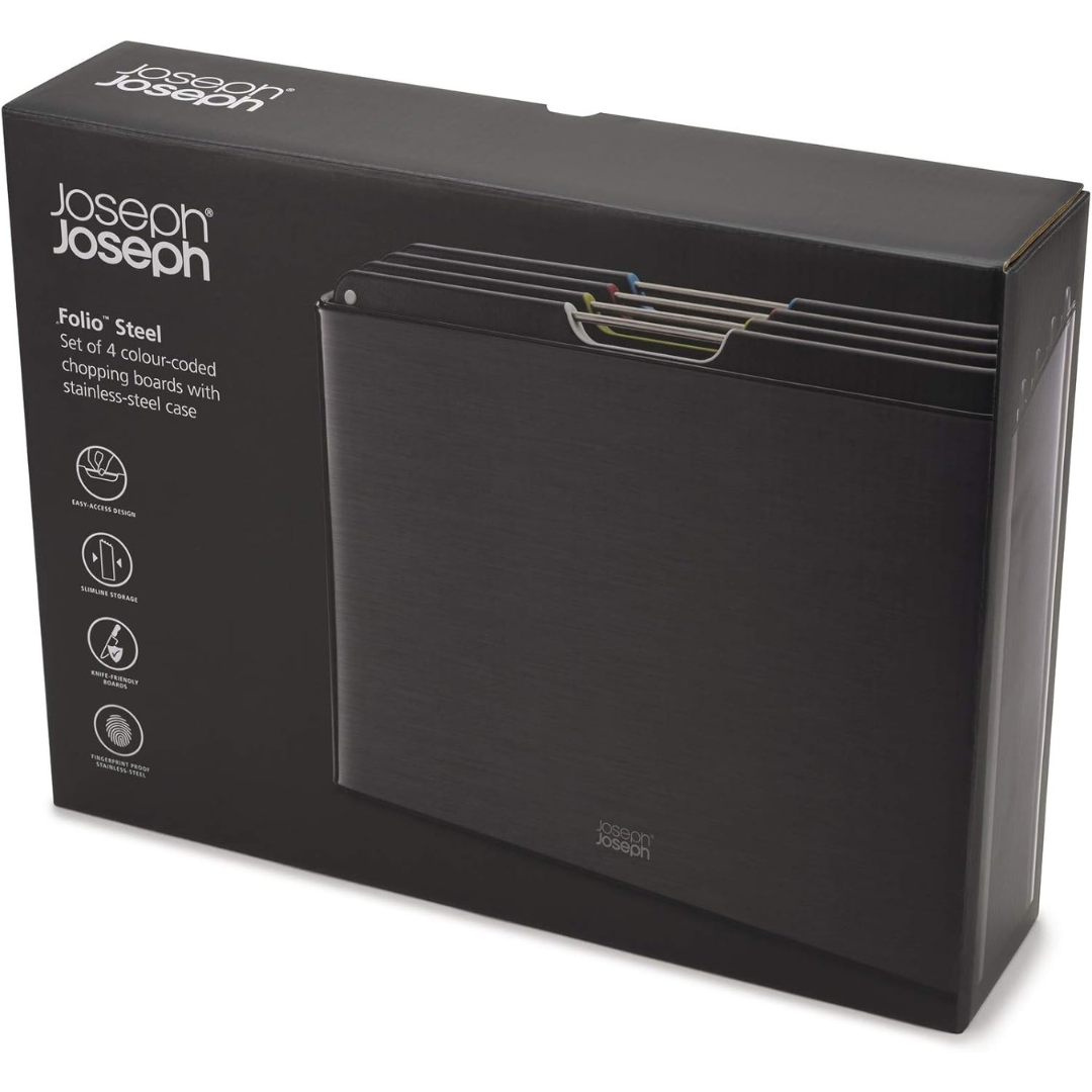 Joseph Joseph Folio Steel 4pc Board Set (C-Black) - Red Rhino