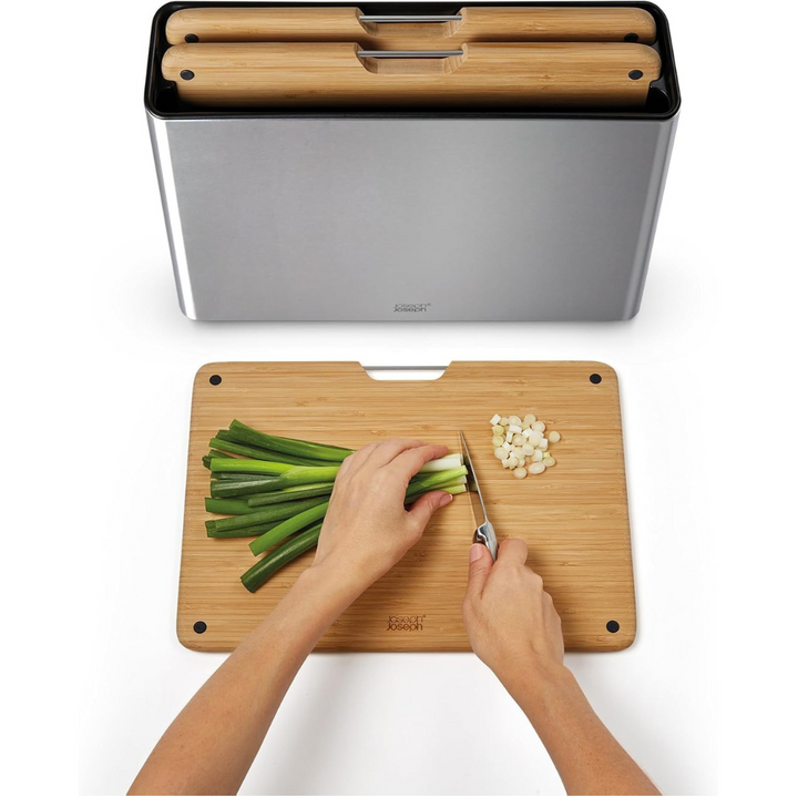 Joseph Joseph Folio Steel Bamboo 3pc Board Set (Steel) - Red Rhino
