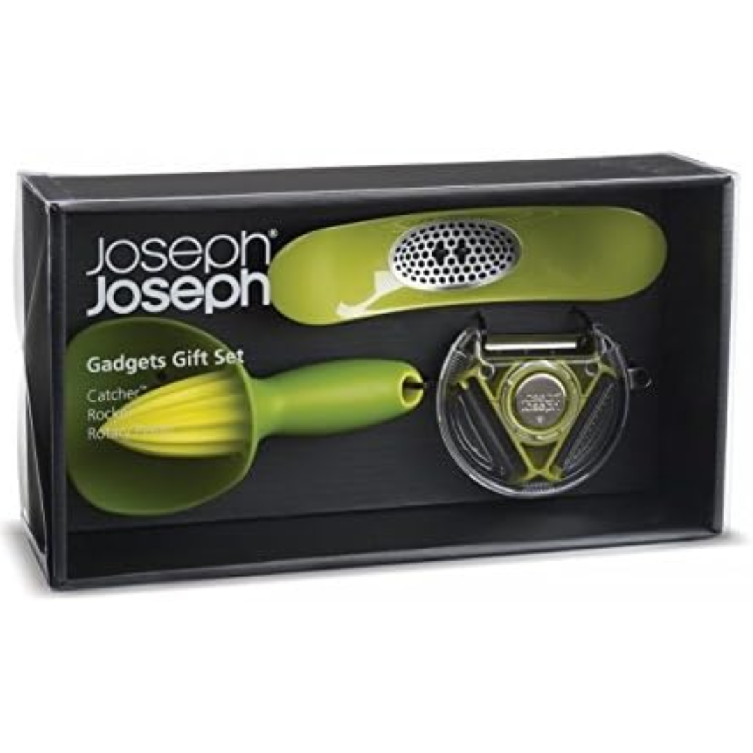 Joseph Joseph Gift Set (Garlic Rocker, Rotary Peeler, Citrus Reamer) - Red Rhino