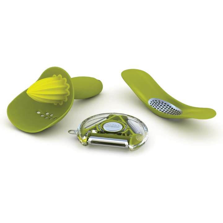 Joseph Joseph Gift Set (Garlic Rocker, Rotary Peeler, Citrus Reamer) - Red Rhino