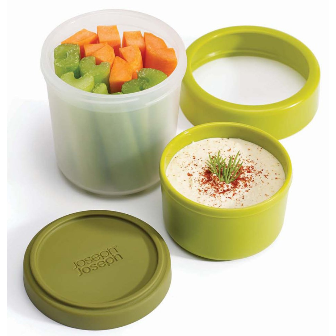Joseph Joseph GoEat Compact 2-in-1 Snack Pot - Green - Red Rhino
