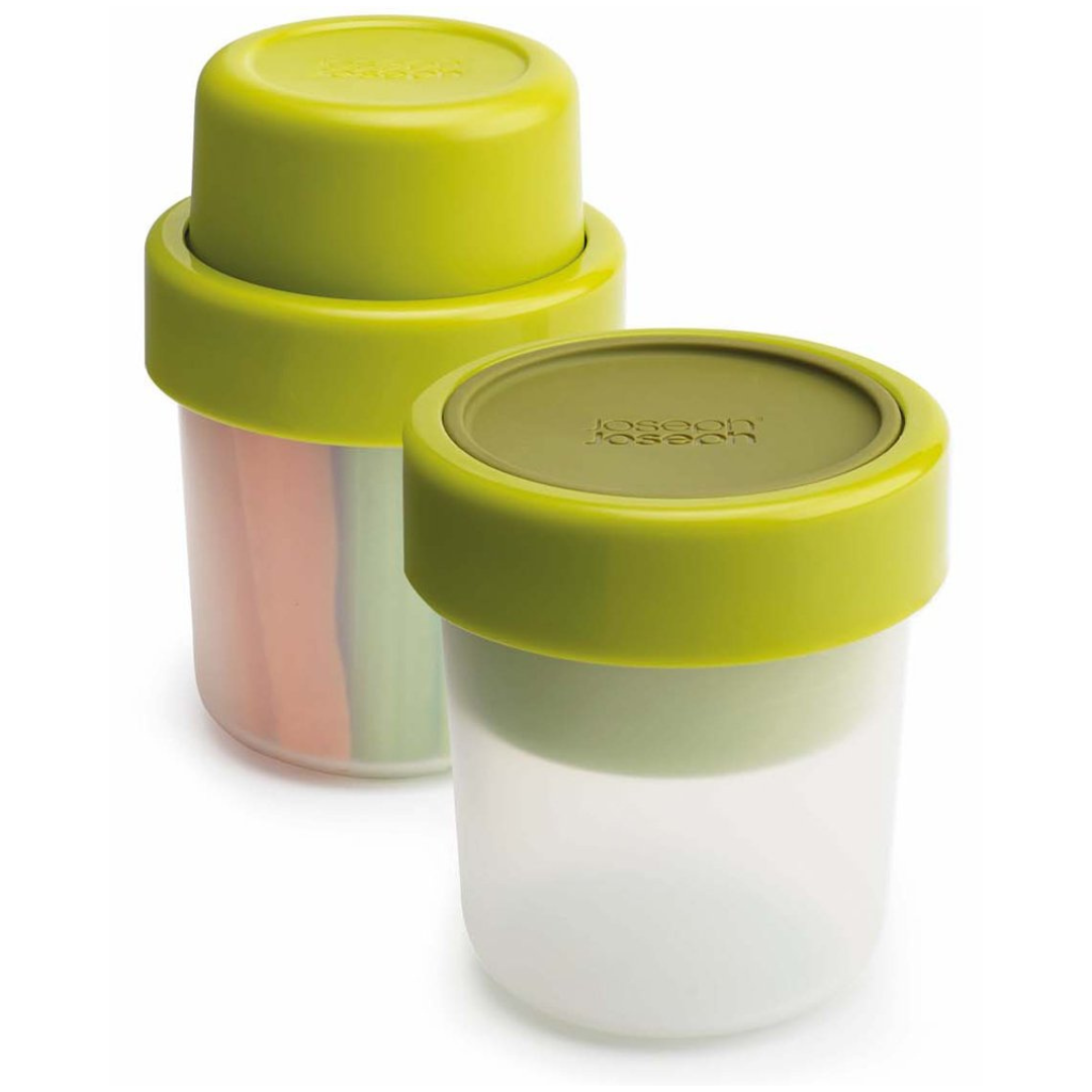 Joseph Joseph GoEat Compact 2-in-1 Snack Pot - Green - Red Rhino