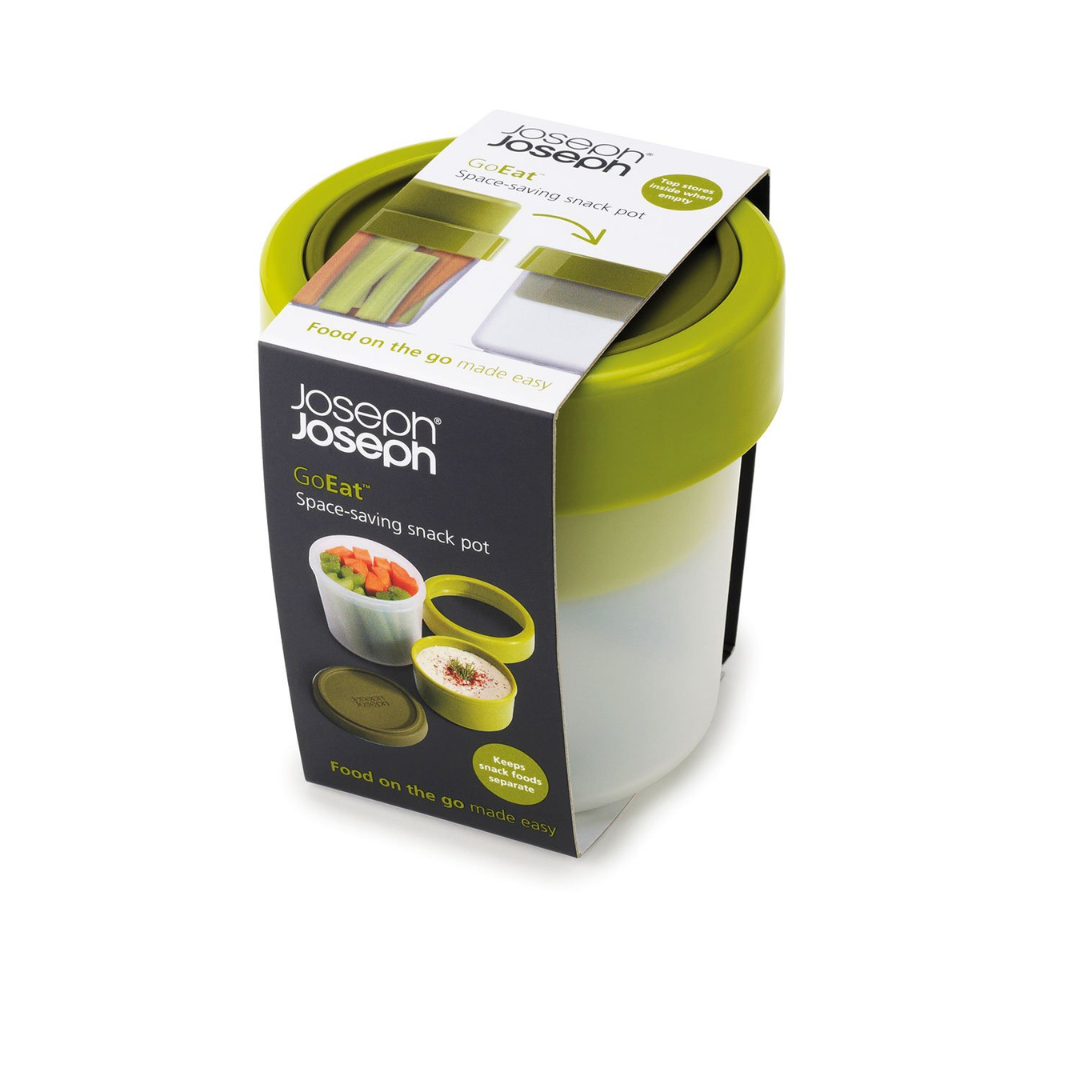 Joseph Joseph GoEat Compact 2-in-1 Snack Pot - Green - Red Rhino
