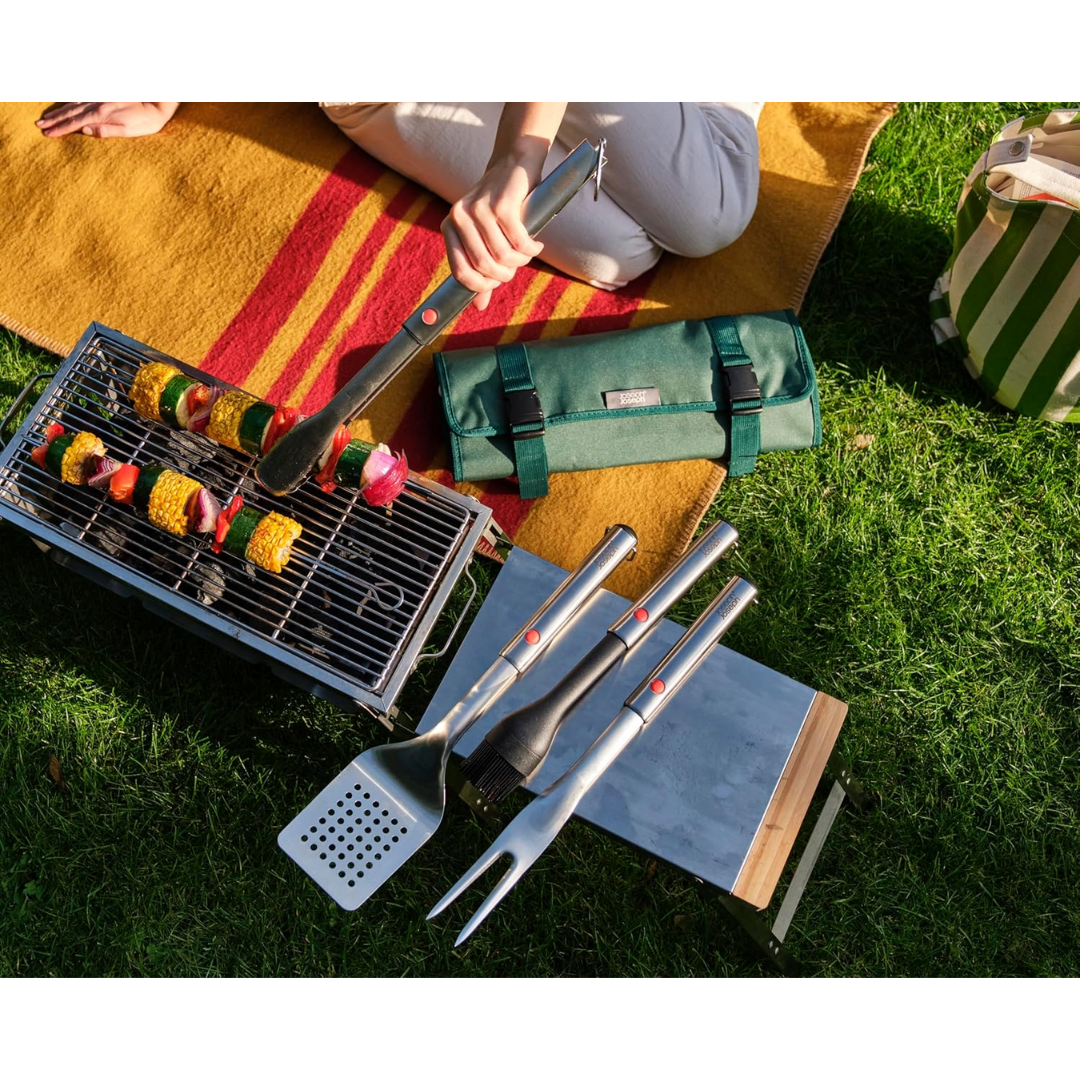 Joseph Joseph GrillOut 4-Piece BBQ Utensil Set with Case - Red Rhino