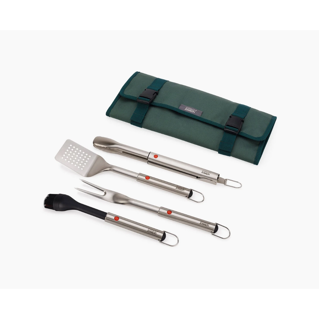 Joseph Joseph GrillOut 4-Piece BBQ Utensil Set with Case - Red Rhino