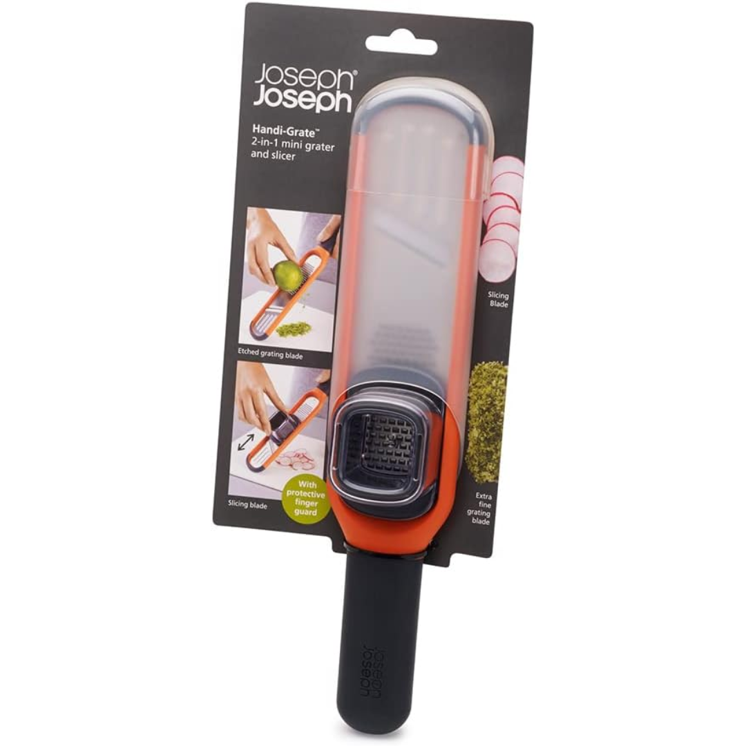 Joseph Joseph Handi-Grate 2-in-1 Mini Grater and Slicer - Orange - Red Rhino