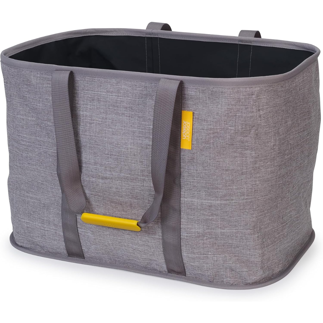Joseph Joseph Hold-All Max 55L grey collapsible laundry basket, front view