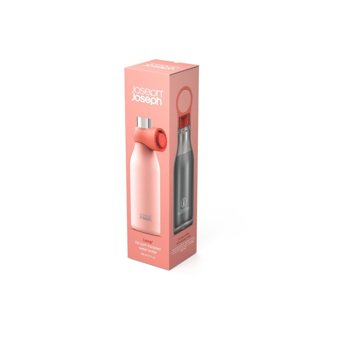 Joseph Joseph Loop Water Bottle 500 ml (17 oz) - Coral - Red Rhino