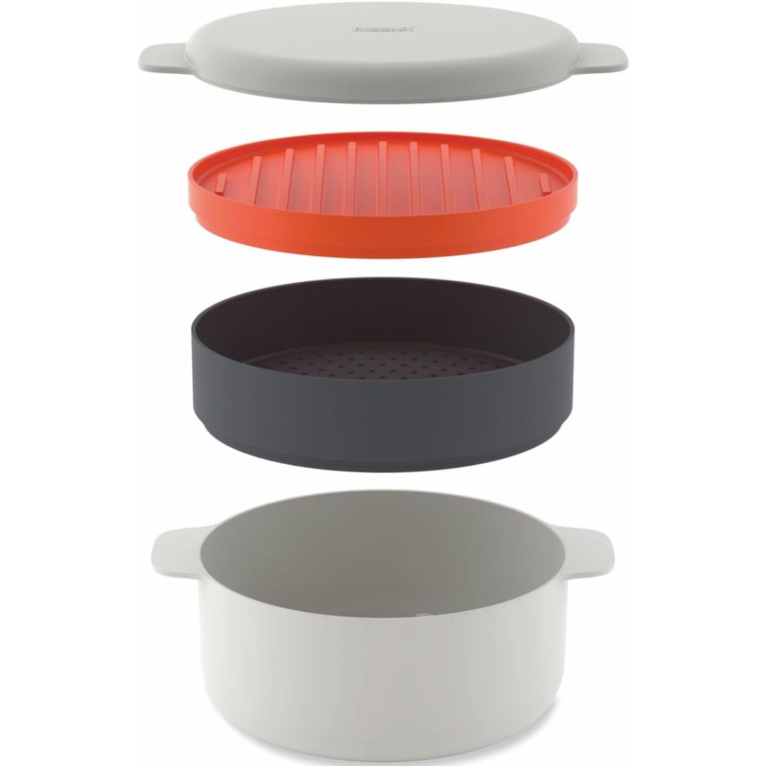 Joseph Joseph M-Cuisine 4-piece stackable microwave cooking set Stone/orange - Red Rhino