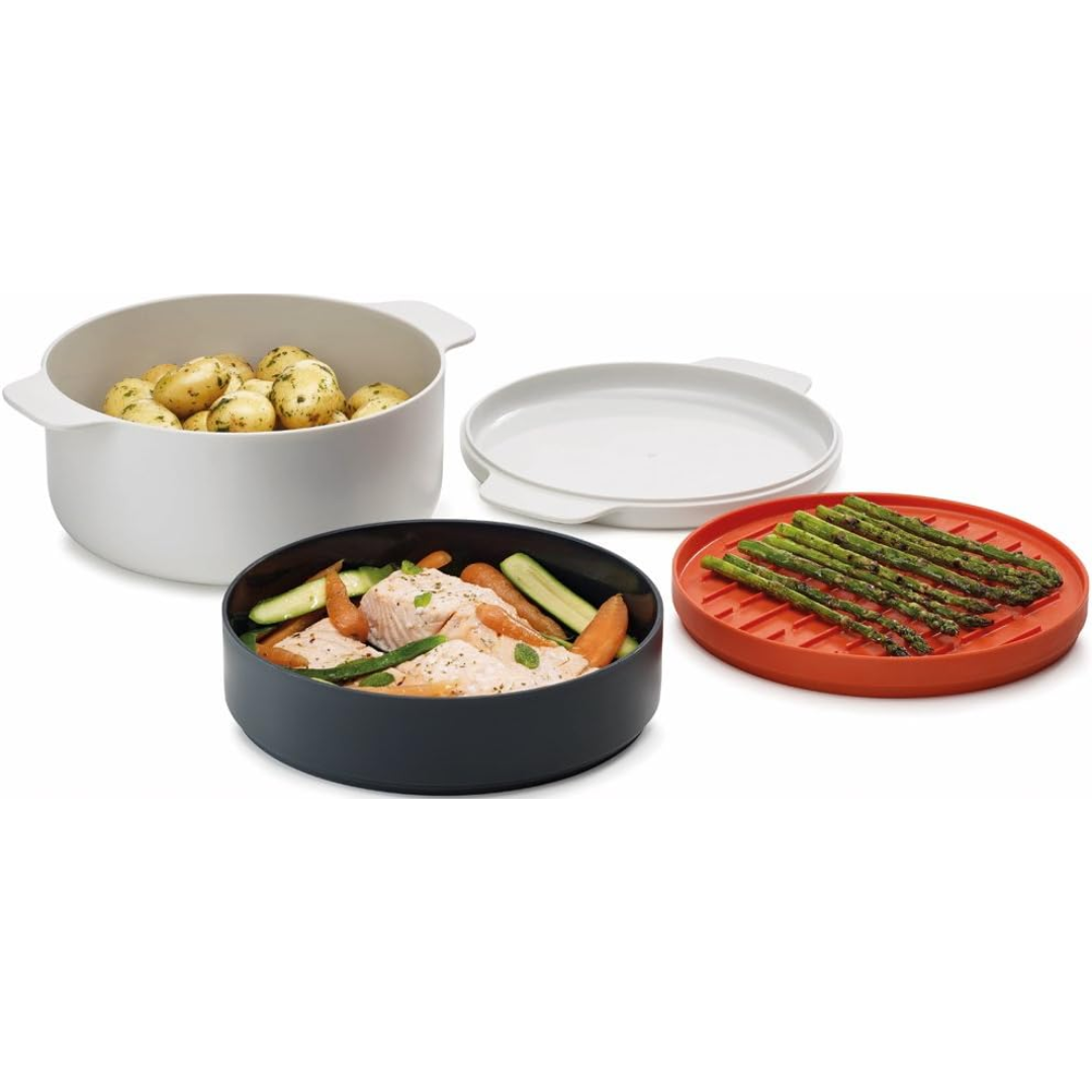Joseph Joseph M-Cuisine 4-piece stackable microwave cooking set Stone/orange - Red Rhino