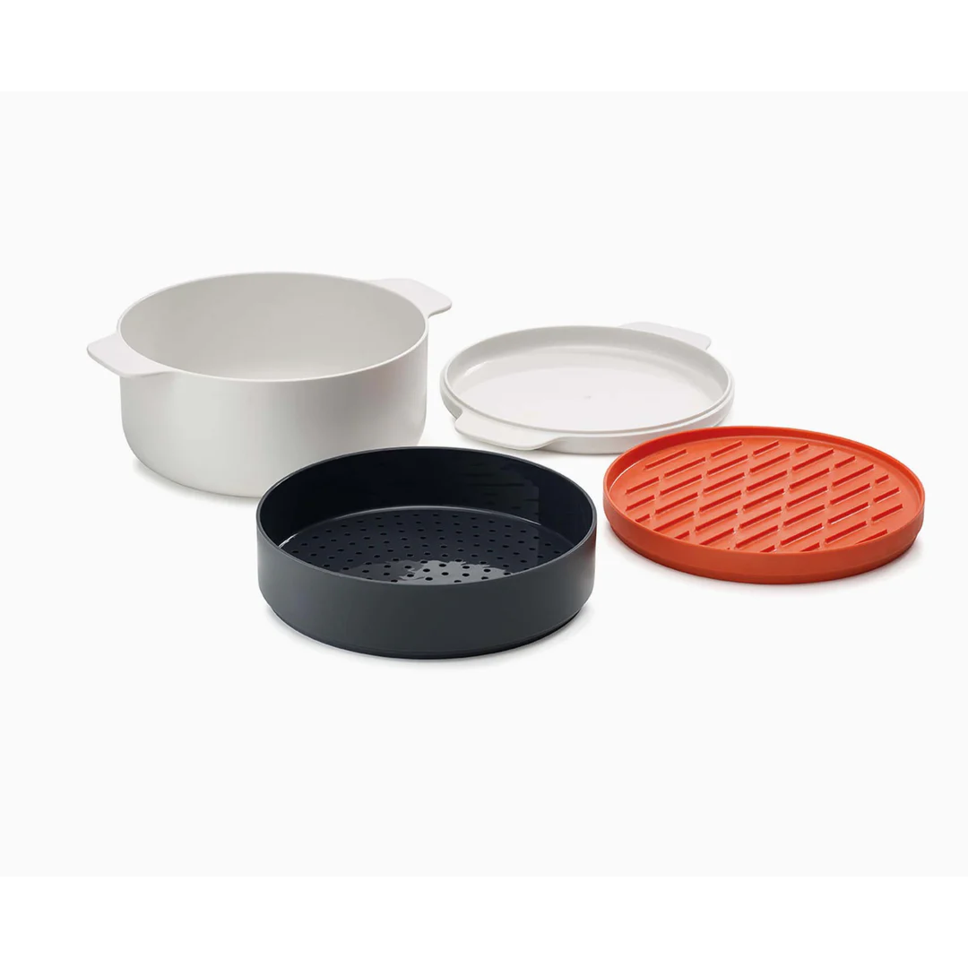 Joseph Joseph M-Cuisine 4-piece stackable microwave cooking set Stone/orange - Red Rhino