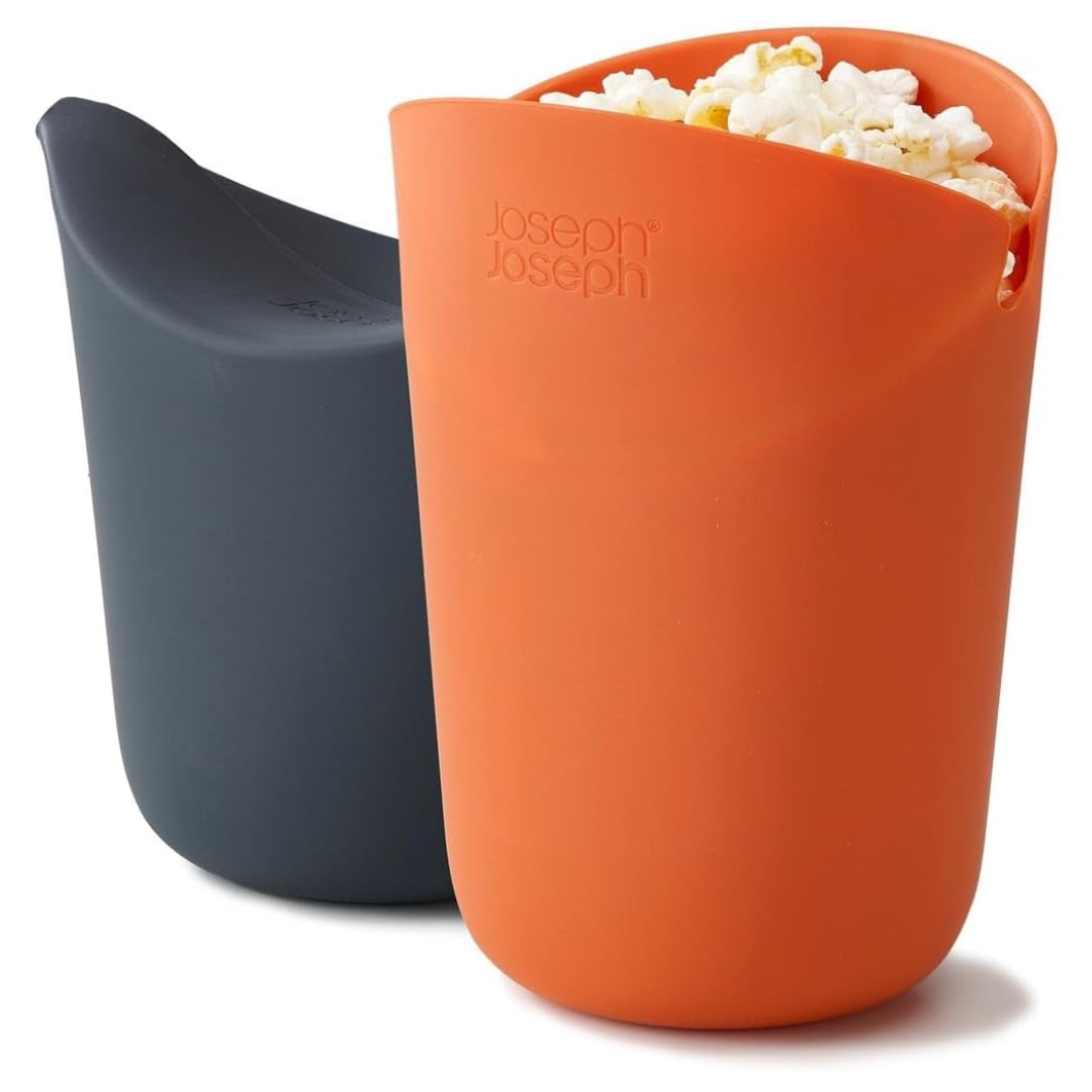 Joseph Joseph M-Cuisine Microwave Popcorn Maker 2-Piece, Orange & Grey - Red Rhino
