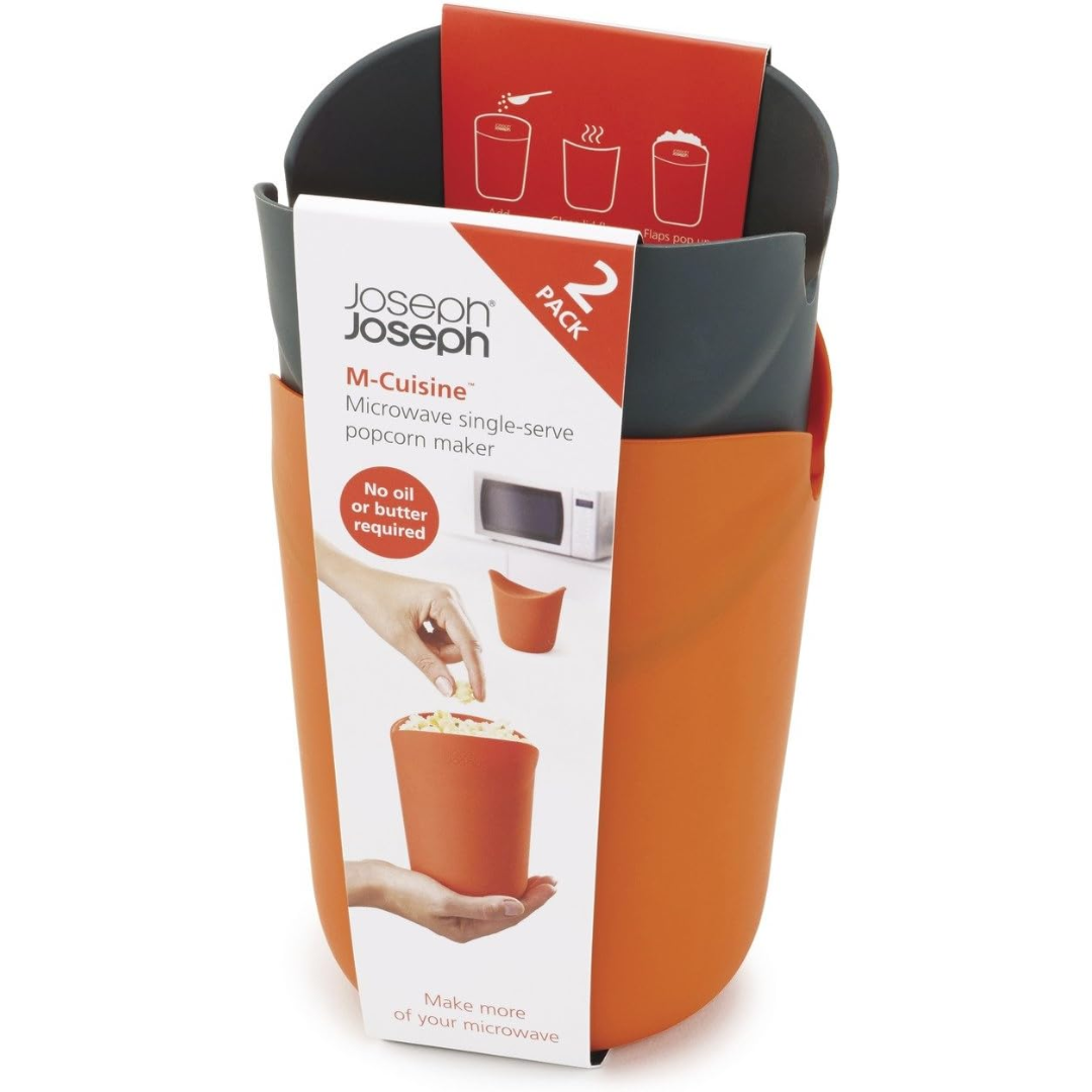 Joseph Joseph M-Cuisine Microwave Popcorn Maker 2-Piece, Orange & Grey - Red Rhino