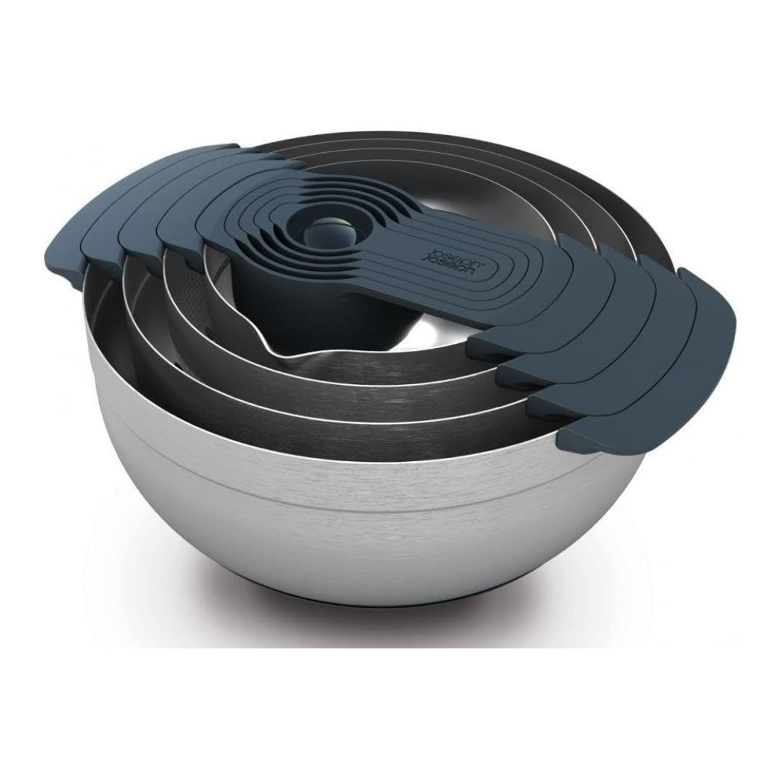 Joseph Joseph Nest 9-Piece Stainless Steel Bowl Set - Red Rhino