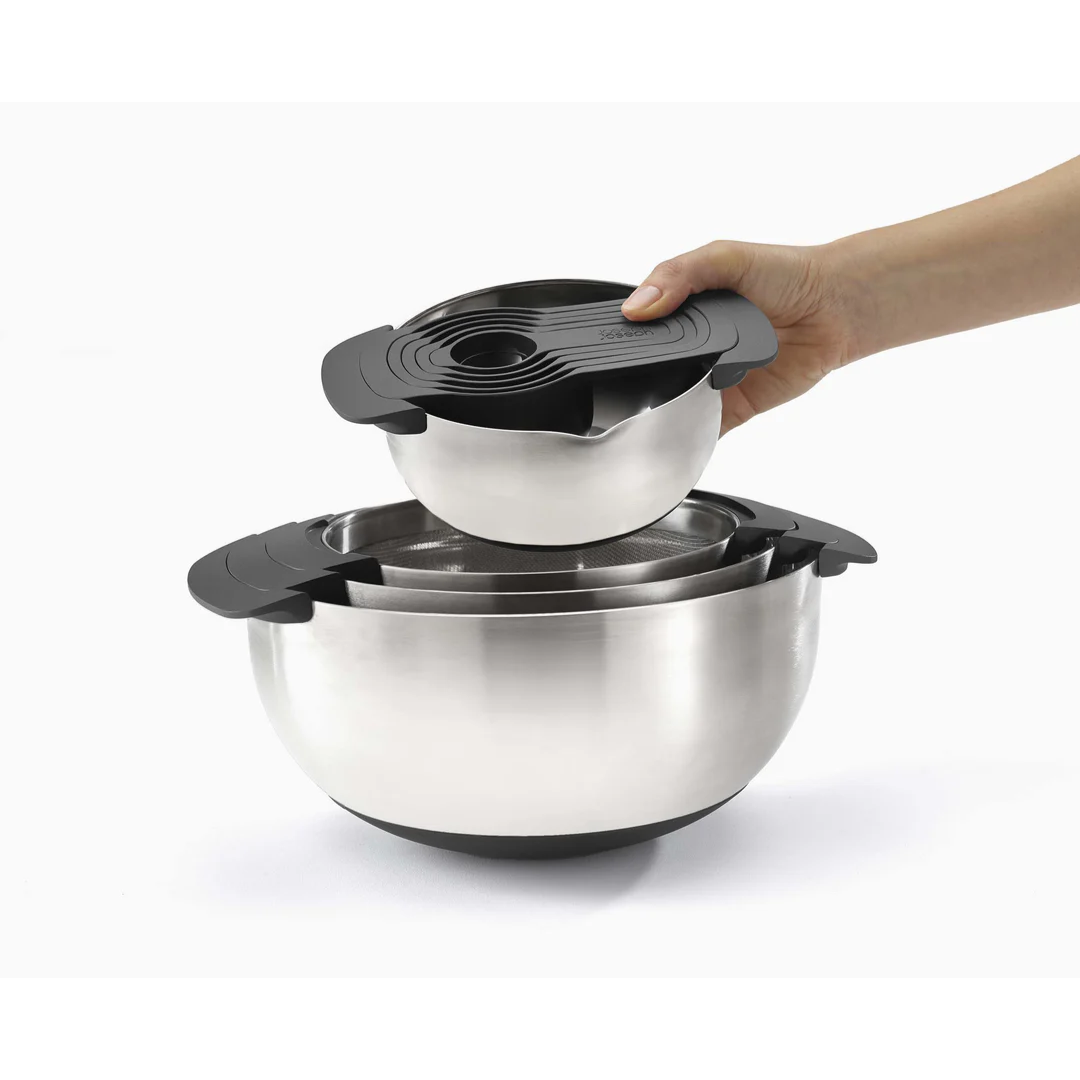 Joseph Joseph Nest 9-Piece Stainless Steel Bowl Set - Red Rhino
