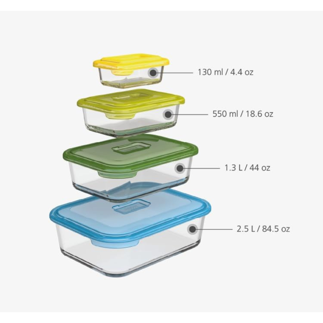Joseph Joseph Nest Glass Storage 4-Piece Set - Red Rhino