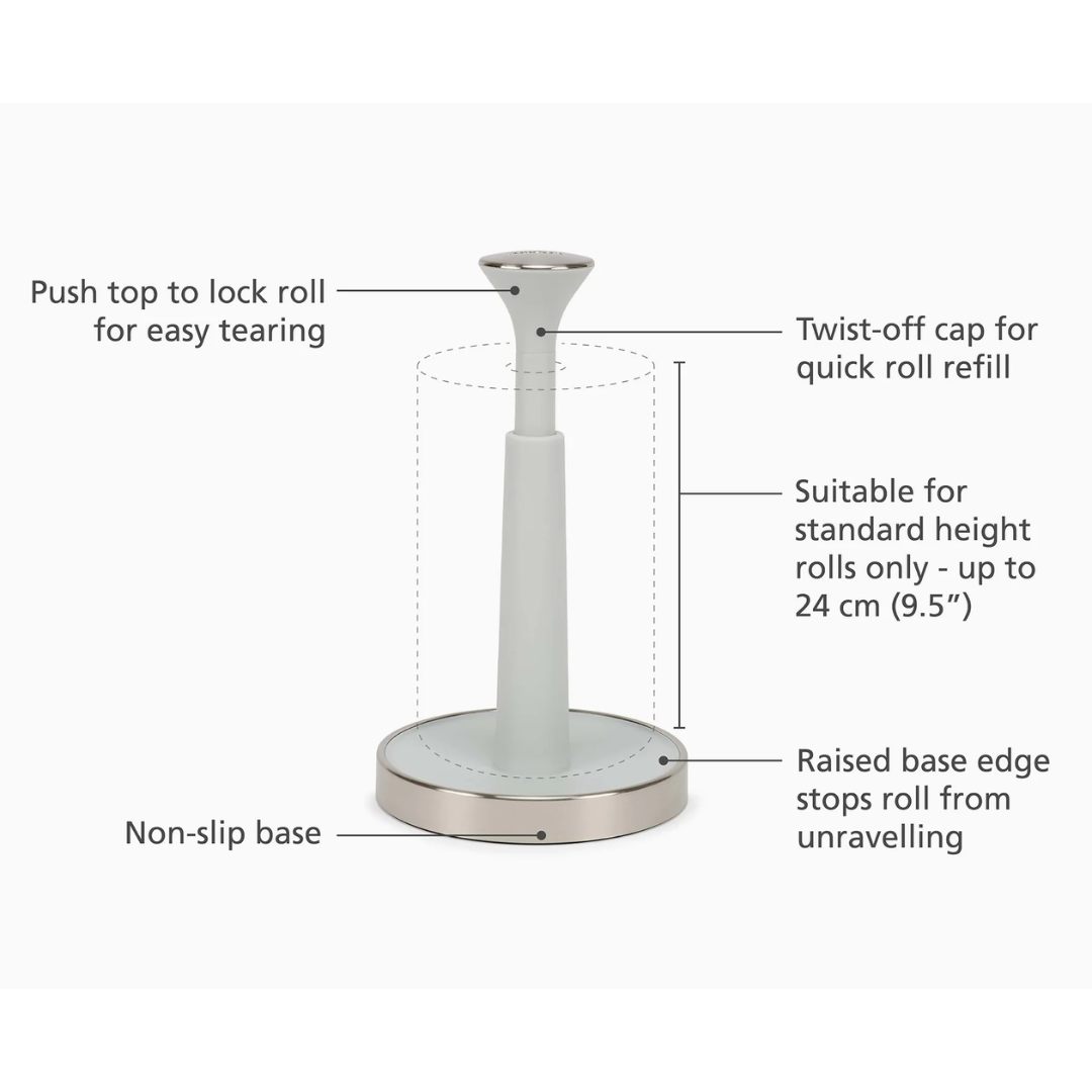 Joseph Joseph Push&Tear Kitchen Roll Holder Stone - Red Rhino