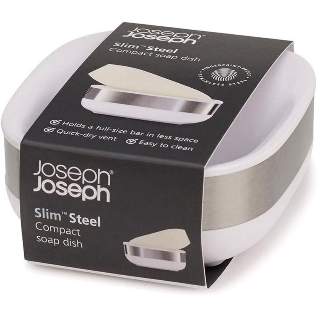 Joseph Joseph Slim Steel Soap Dish - White - Red Rhino