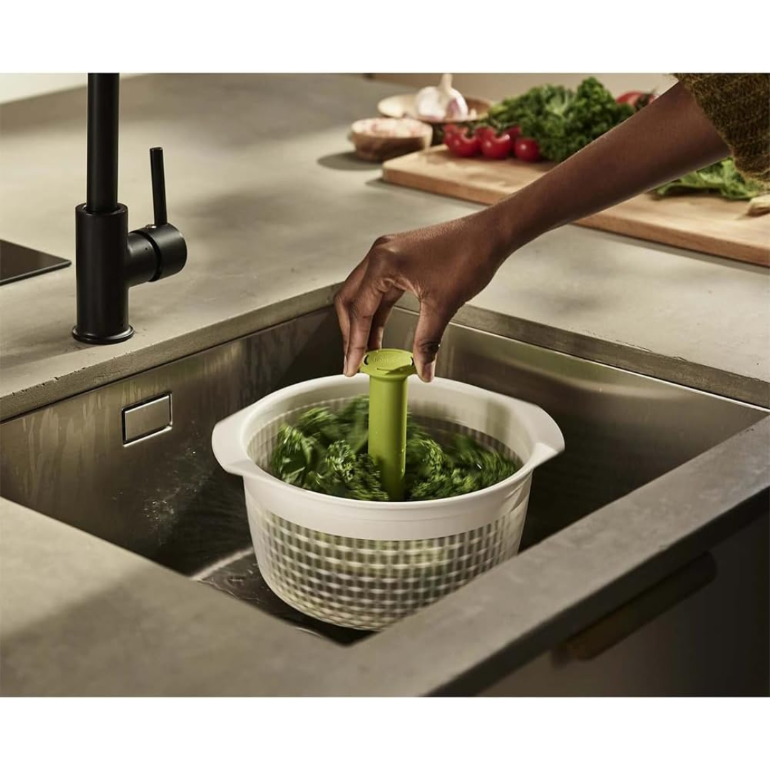 Joseph Joseph Spindola Salad-spinning Colander (W/Grn) - Red Rhino
