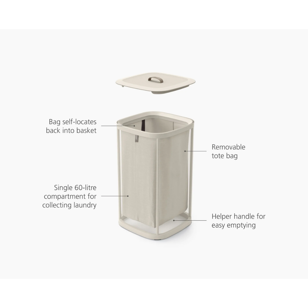 Joseph Joseph Tota One 60L Laundry Basket Ecru - Red Rhino