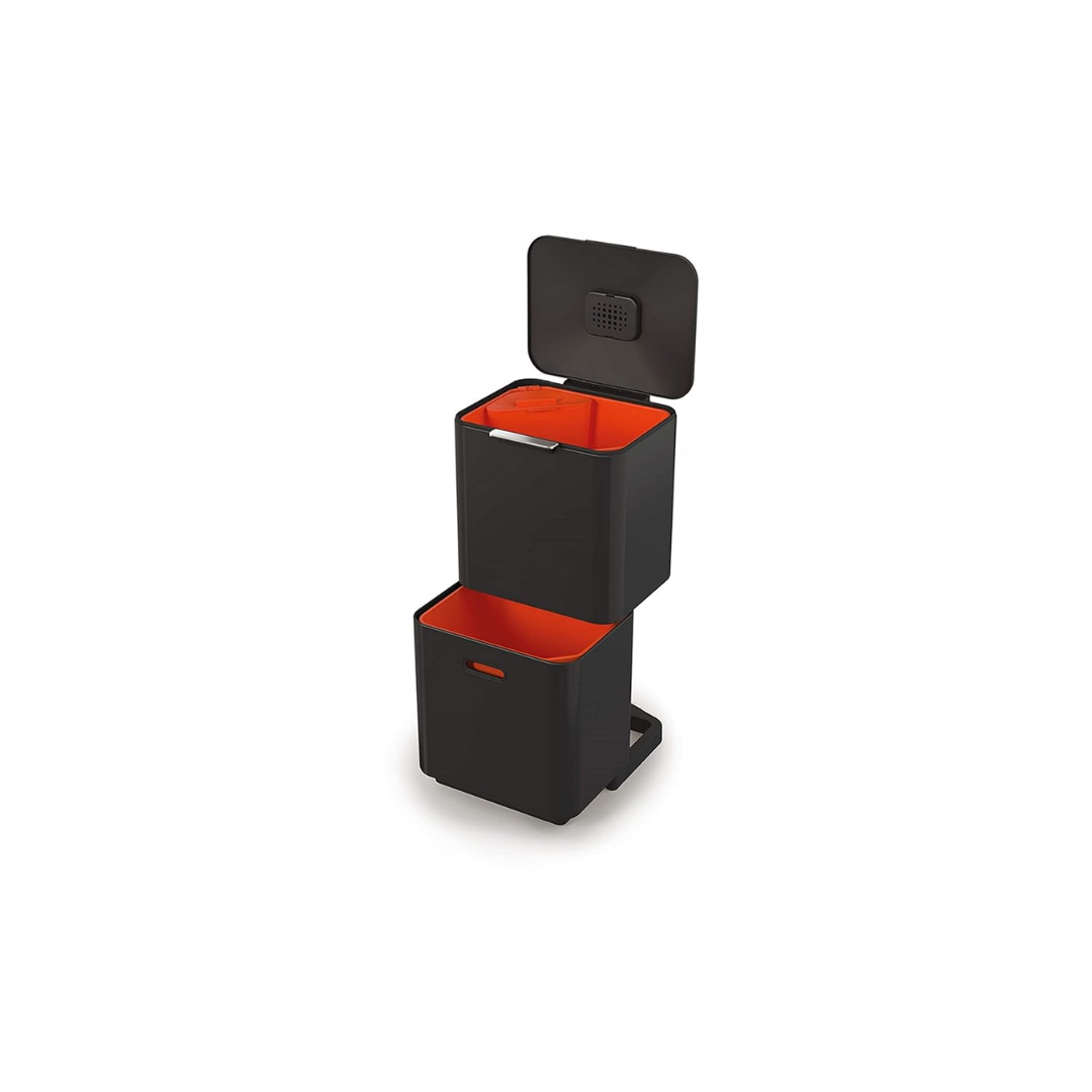 Joseph Joseph Totem Max 60L carbon-black waste-separation unit, front view
