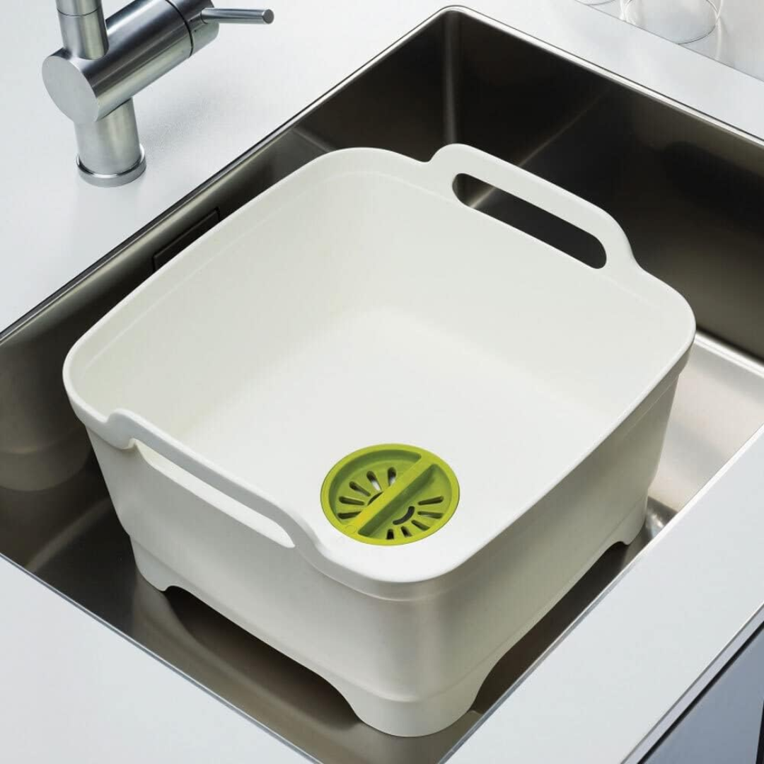 Joseph Joseph Wash&Drain Bowl (White/Green) - Red Rhino