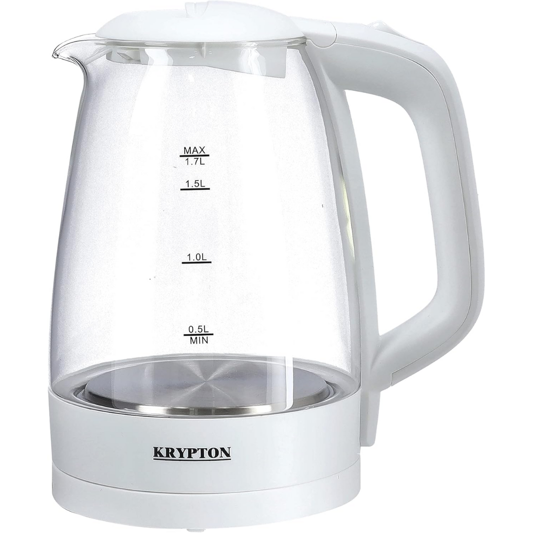 Krypton 1.7L 2200W cordless glass kettle, front view