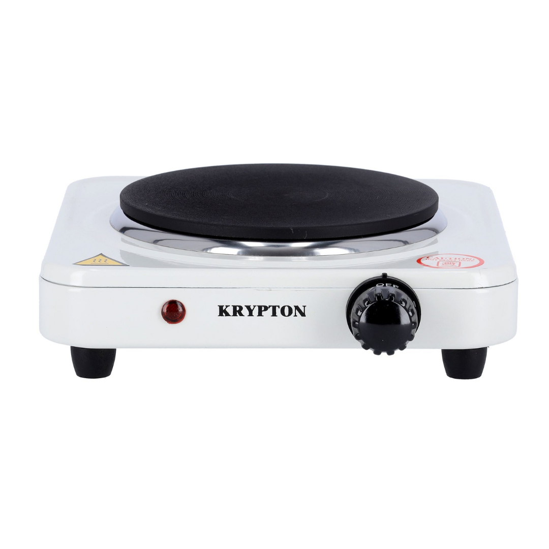 Krypton 1000W white single electric hotplate, front view
