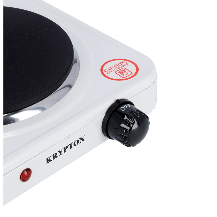 Krypton Electric Hotplate Single Solid Plate, 155mm, 1000W, White Finish