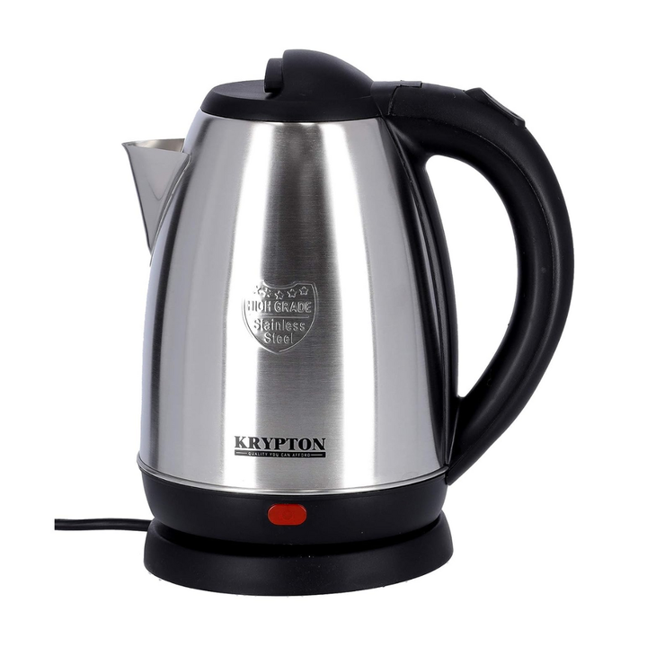 Krypton Electric Kettle 1.8L Fast Boil Design, 1500W, Black & Silver