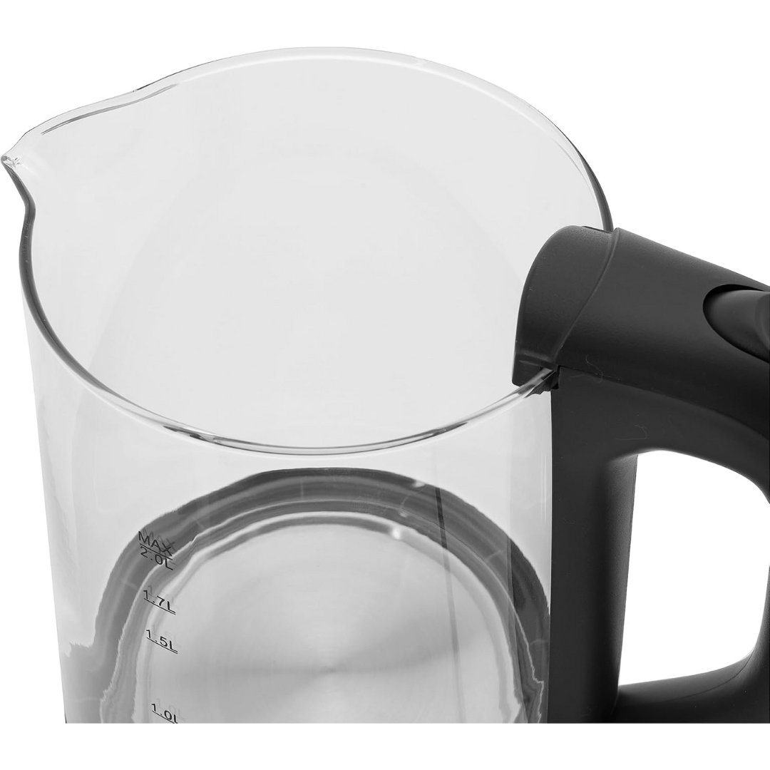 Krypton glass kettle, lid and handle detail