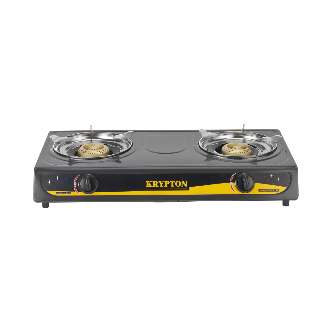 Krypton stainless-steel double-burner gas cooker, front view