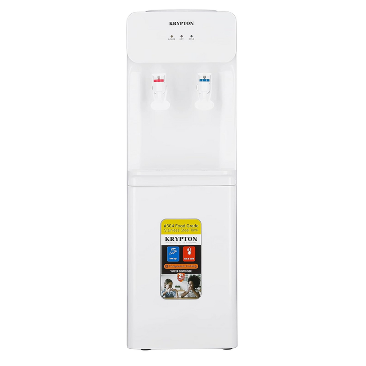 Krypton white standing hot-and-cold water dispenser, front view