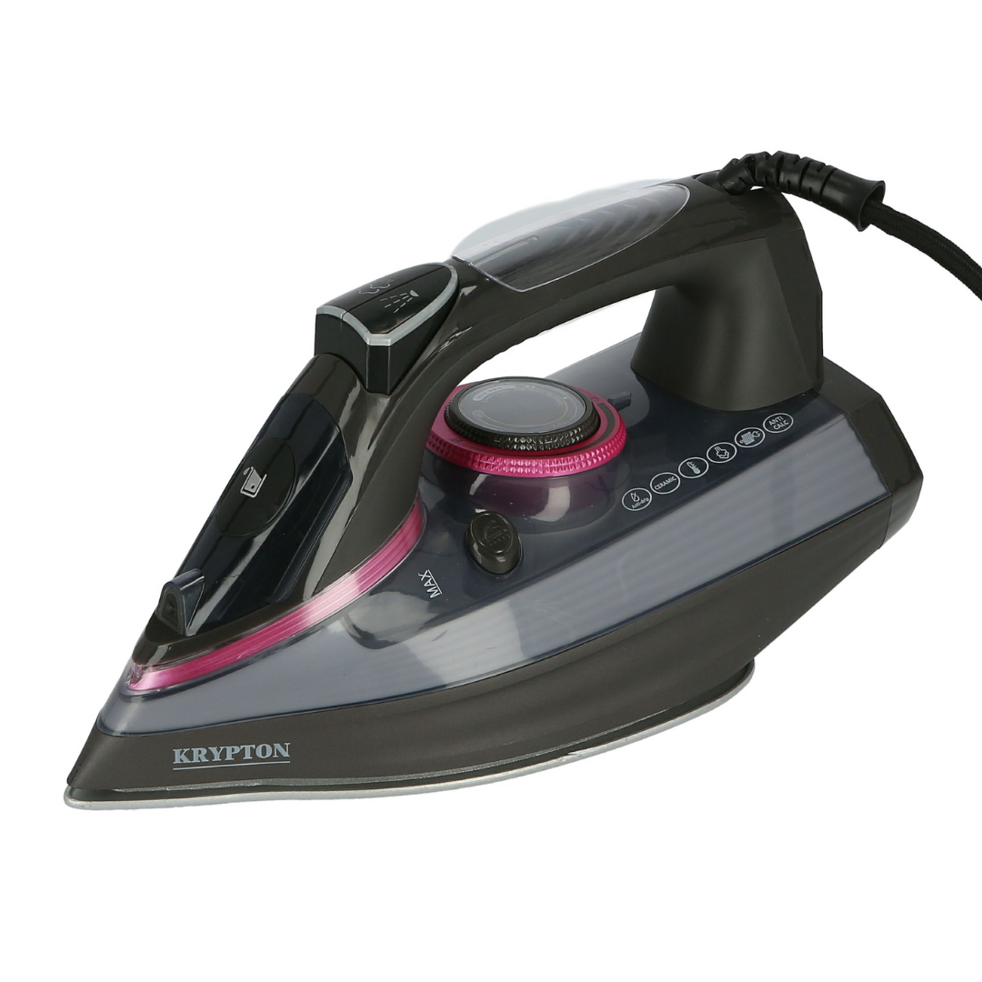Krypton 2400W steam iron with non-stick soleplate, front view