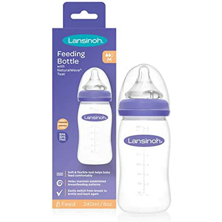 Lansinoh Feeding Bottle with NaturalWave Medium Teat 240ml-75840 - Red Rhino