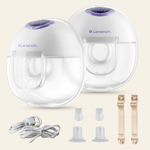 Lansinoh Discreet Duo Wearable Double Hands Free Breast Pump - Red Rhino