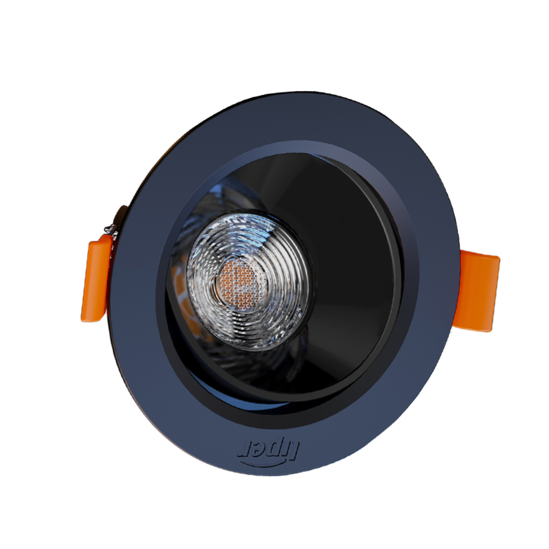 Liper 5W Recessed LED Downlight D88mm 3CCT Adjustable Black Finish - Red Rhino