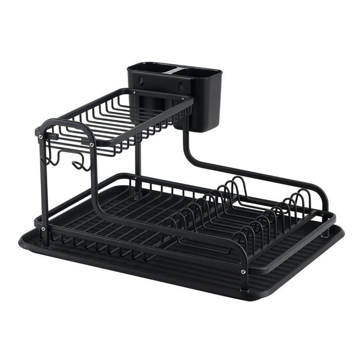 Luigi Ferrero Dish Rack Double Tier Fr-4028Ad, 43X38.5X22 Cm, Black, Anodized Aluminum