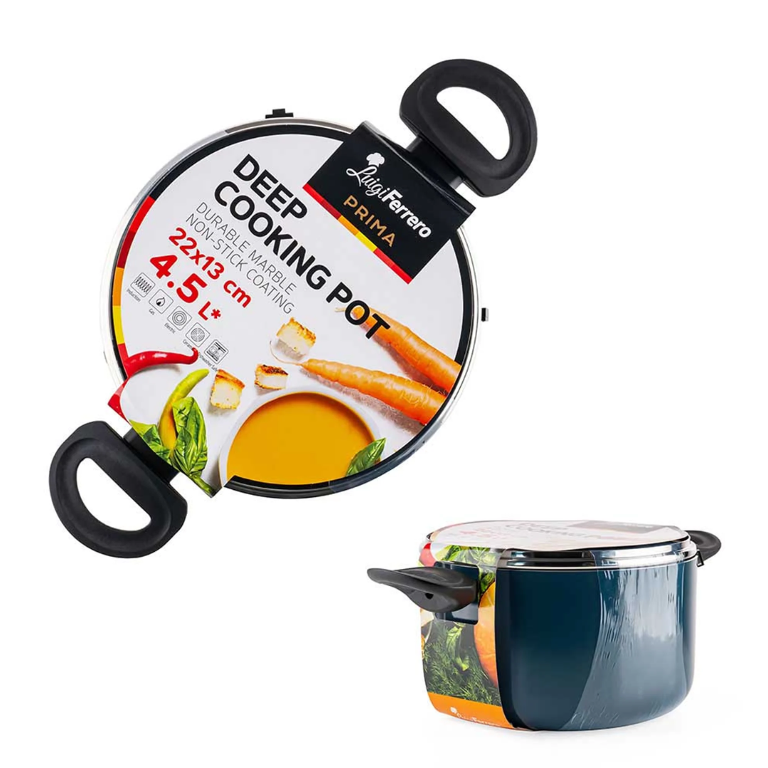 Luigi Ferrero Prima Deep Cooking Pot Fr-2245D, 22X13 Cm, 4.5 L
