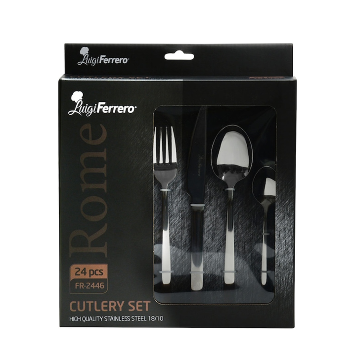 Luigi Ferrero Rome Cutlery Set, 24 Pieces, 18/10 Stainless Steel Fr-2446